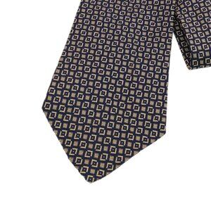Nautica Silk Tie Men’s XL 67.25” Navy Blue Taupe Geometric Square Boho Wide New